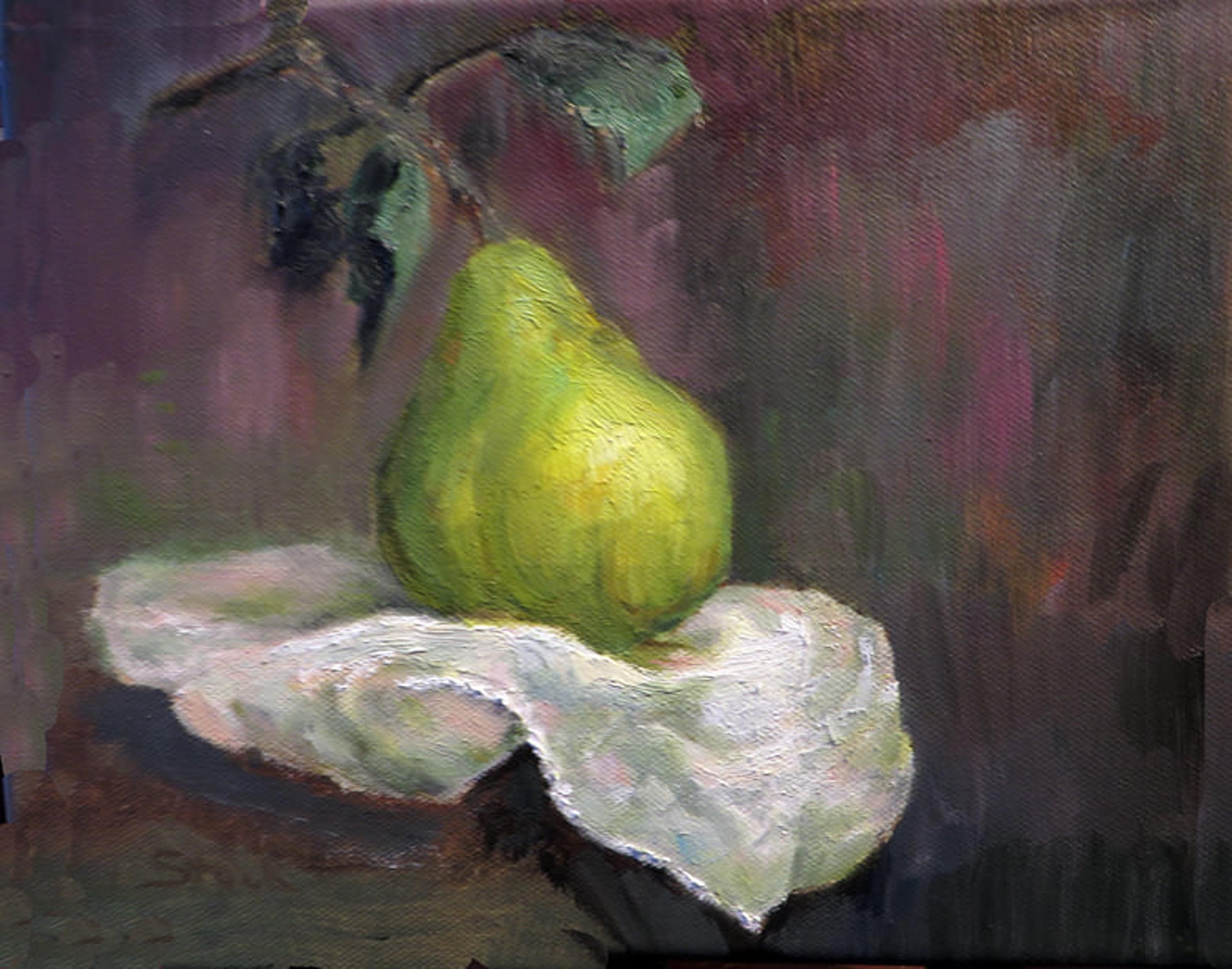 Pear, oil on canvas by Frank Stock