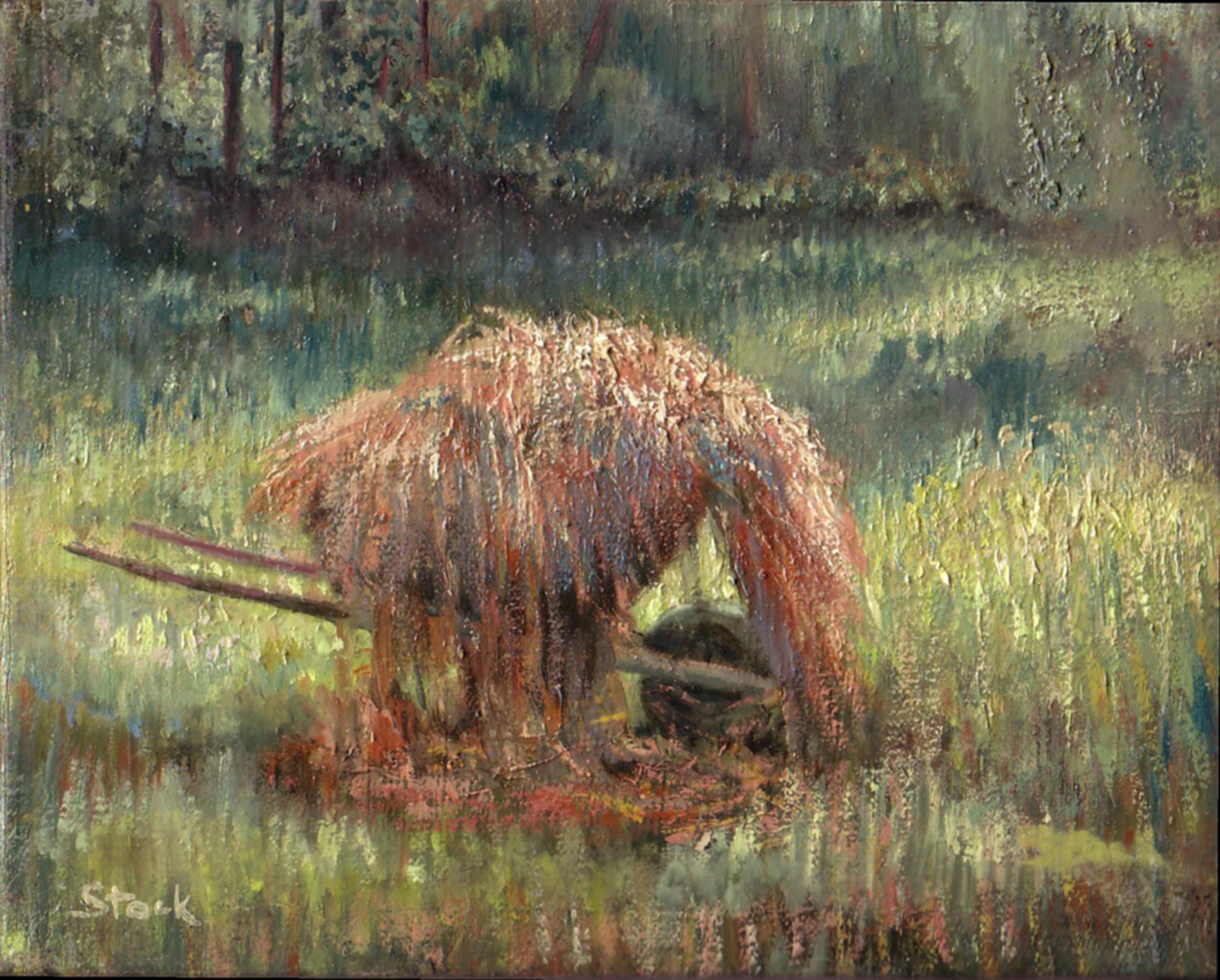 Wheel, oil on canvas by Frank Stock